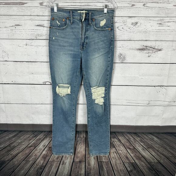 Madewell Jeans Womens 26 Blue The Perfect Vintage Straight Rips Preppy NWT - Picture 1 of 16